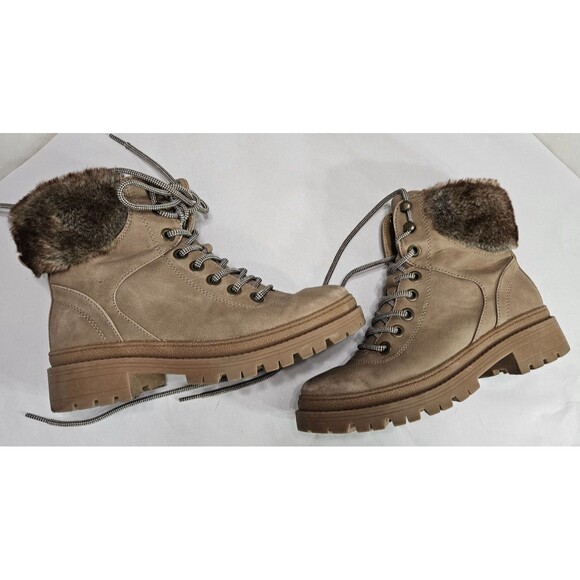 Unbranded Brown Round Toe Lace Up Slip On Block Heels Woman Shoes Size 8M - Picture 2 of 6